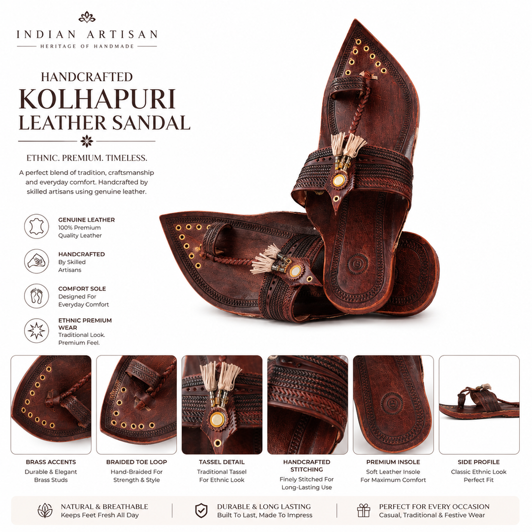 Sankeshwari Kolhapuri Chappal for Men | Traditional Kolhapuri Chappal for Wedding & Ethnic Wear – Mikudi