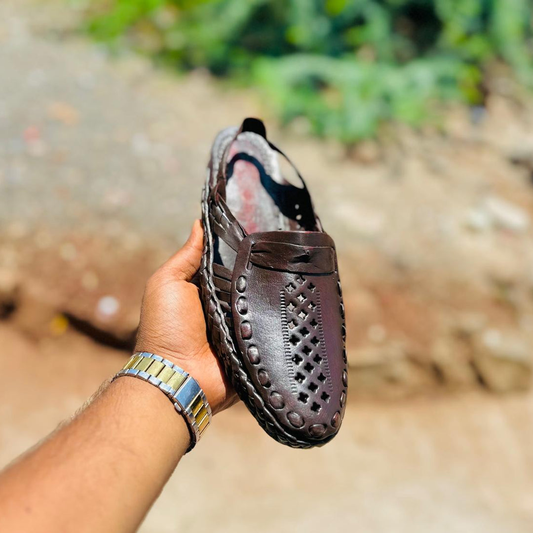 Handwoven Leather Bantu Kolhapuri Sandals for Men