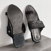 Black Angtha Patta Kolhapuri Chappal handmade from genuine leather with traditional Maharashtrian craftsmanship, premium ethnic footwear for men and women featuring authentic Kolhapuri sandal design, artisan handcrafted leather chappal, comfortable wedding footwear, black leather Kolhapuri slippers, festive ethnic sandals, traditional Indian footwear, durable handmade chappals, stylish kurta pajama footwear, luxury handmade Kolhapuri chappal for weddings and cultural occasions.