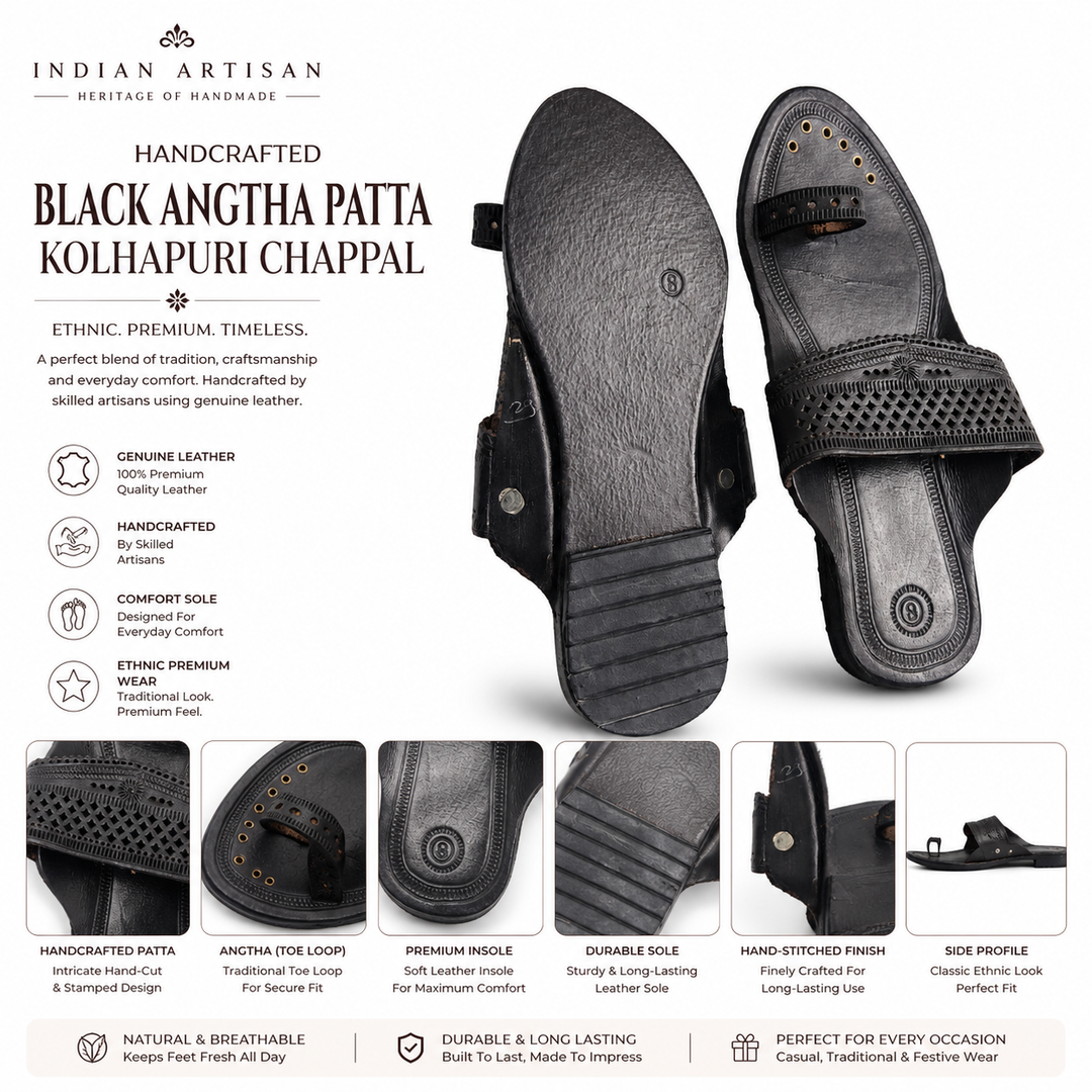 Single Angtha Patta Kolhapuri Chappal | Handmade Leather Kolhapuri for Men & Women