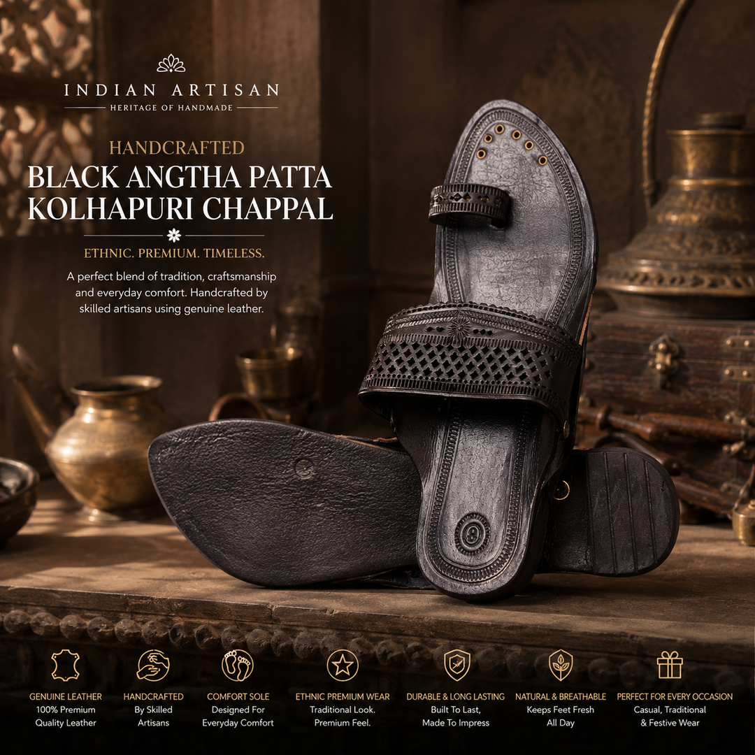 Single Angtha Patta Kolhapuri Chappal | Handmade Leather Kolhapuri for Men & Women